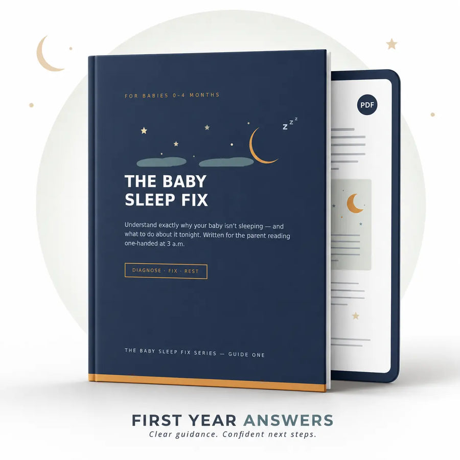 Cover of The Baby Sleep Fix digital guide for babies 0 to 4 months.